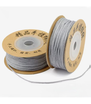 Cordon coton macramé torsadé - 1mm - GRIS