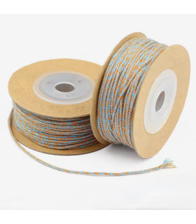 Cordon coton macramé torsadé - 1mm - ORANGE TURQUOISE