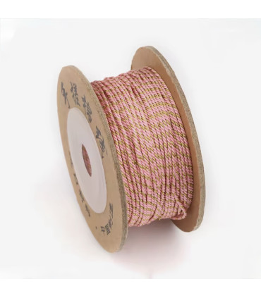 Cordon coton macramé torsadé - 1mm - LUREX ROSE