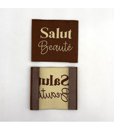 Étiquette tissée à coudre : Salut Beauté - CAMEL