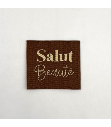 Étiquette tissée à coudre : Salut Beauté - CAMEL