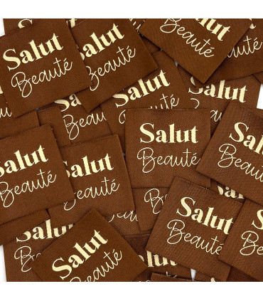 Étiquette tissée à coudre : Salut Beauté - CAMEL