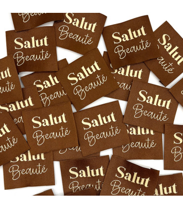 Étiquette tissée à coudre : Salut Beauté - CAMEL