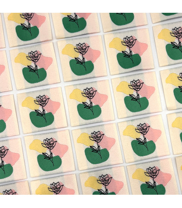 Étiquette tissée à coudre : Fleur au Trait