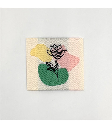Étiquette tissée à coudre : Fleur au Trait