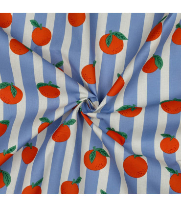 POPPY : Coton Enduit - Bleu et Orange
