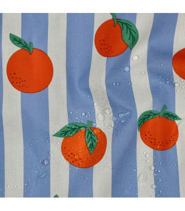 POPPY : Coton Enduit - Bleu et Orange