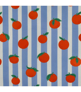 POPPY : Coton Enduit - Bleu et Orange