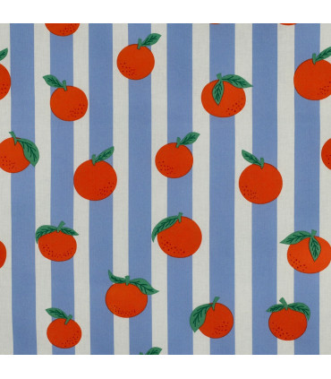 POPPY : Coton Enduit - Bleu et Orange