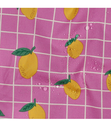 POPPY : Coton Enduit - Rose et citrons