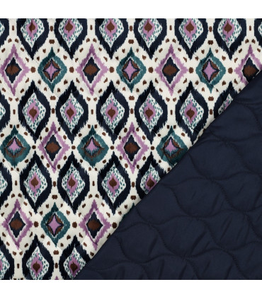 POPPY : Velours matelassé double face motif IKAT