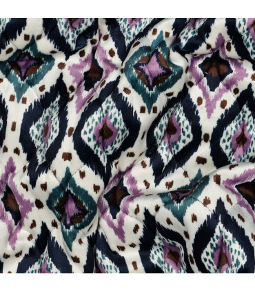 POPPY : Velours matelassé double face motif IKAT