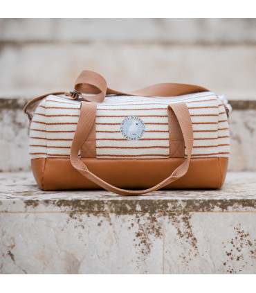 SEE YOU AT SIX : Éponge rayée HORIZONTAL - CRÈME et TERRACOTTA