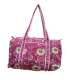 Sac polochon en matelassé indien - fleurs ORANGE fond FUCHSIA