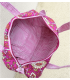 Sac polochon en matelassé indien - fleurs ORANGE fond FUCHSIA