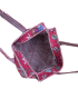 Tote bag indien matelassé zip - Fleurs VIOLET fond ROUGE