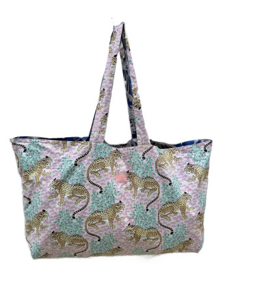 Sac Réversible en Coton Indien - Rajah Blush / Vivianne Bleu