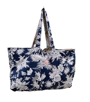 Sac Réversible en Coton Indien - Rajah Blush / Vivianne Marine