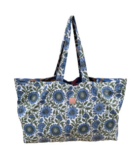 Sac Réversible en Coton Indien - Mawaké / Sunny Bleu
