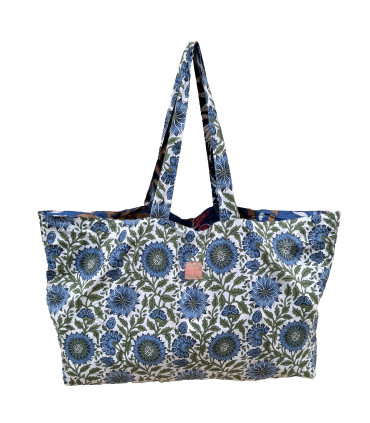 Sac Réversible en Coton Indien - Mawaké / Sunny Bleu