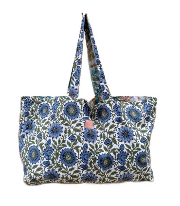 Sac Réversible en Coton Indien - Mowgli / Sunny Bleu