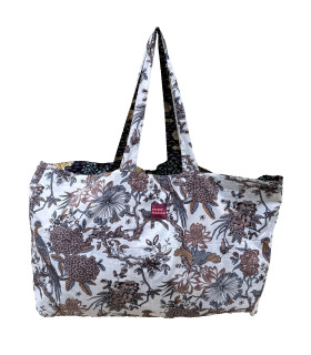 Sac Réversible en Coton Indien - Péonie / Rajah Marine