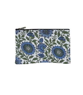 Trousse Coton Indien Matelassé - Grande - Sunny Bleu