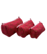 Set de 3 trousses indiennes - Fond ROUGE petite fleurs VERTES
