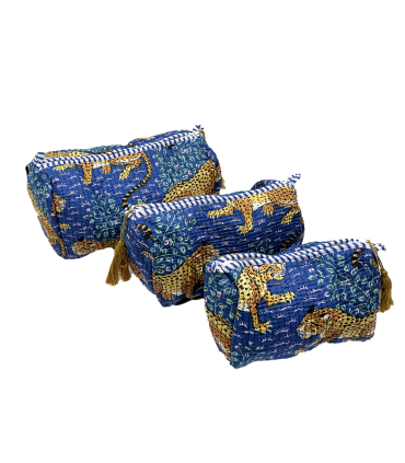 Set de 3 trousses indiennes - Rajah BLEU DUR