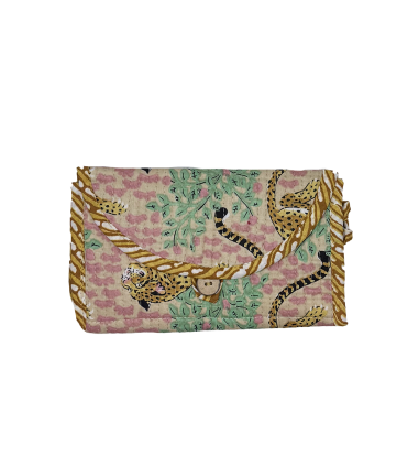 TROUSSE PLIÉE 2 POCHES Zip - Rajah - ROSE