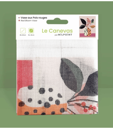 Milpoint - Canevas 25x30 - Vase aux Pois rouges