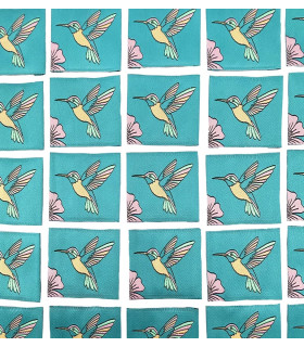 Étiquette tissée à coudre : COLIBRI - Céladon