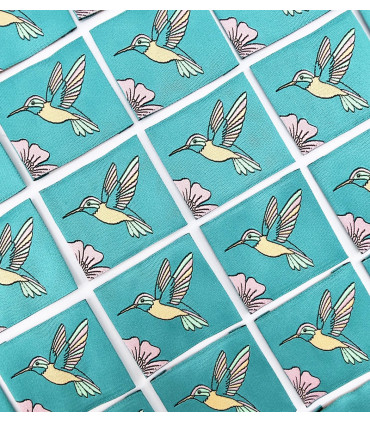 Étiquette tissée à coudre : COLIBRI - Céladon