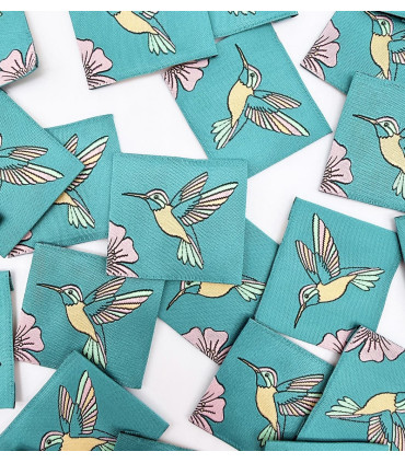 Étiquette tissée à coudre : COLIBRI - Céladon