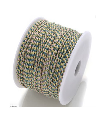 Fil de Coton tressé Or TURQUOISE JAUNE MAUVE