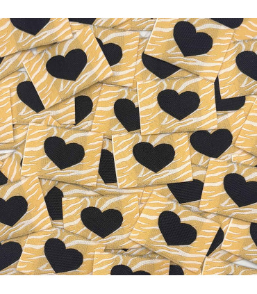 Étiquette tissée à coudre : COEUR ZÈBRE