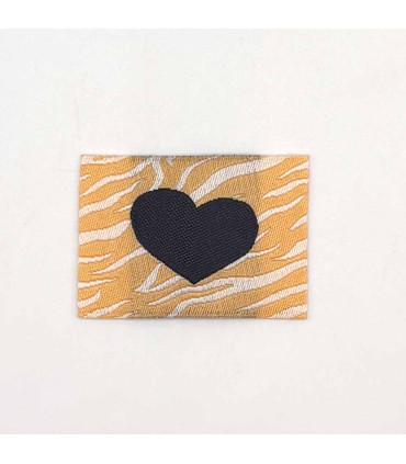 Étiquette tissée à coudre : COEUR ZÈBRE