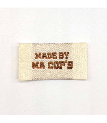Étiquette tissée à coudre Lurex : Made by ma Cop's - ÉCRU