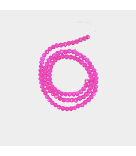 Chapelet de perles en verre 4mm - ROSE FLUO