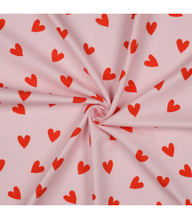 POPPY - Flanelle de coton - COEURS ROSE