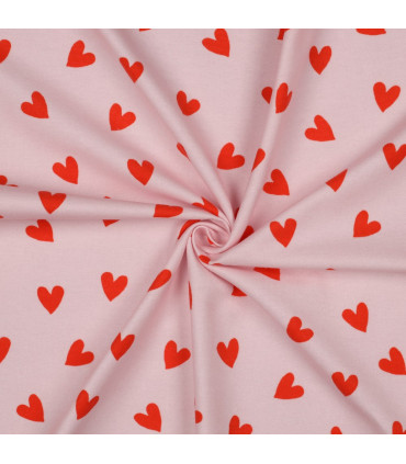 POPPY - Flanelle de coton - COEURS ROSE