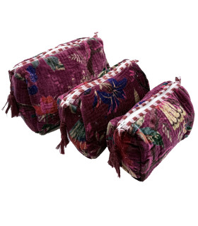 Set 3 trousses indiennes velours - JOSIANNE - PRUNE