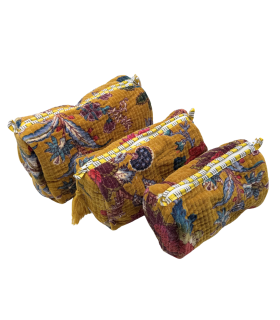 Set de 3 trousses indiennes velours - YVETTE - SAFRAN