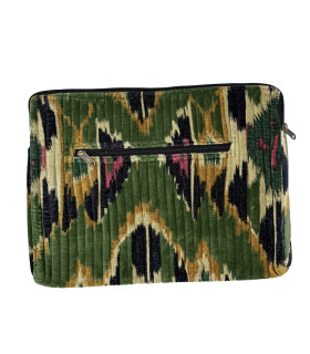 Housse Ordinateur Velours - 13 Pouces - Ikat - KAKI