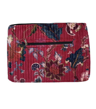 Housse Ordinateur Velours - 13 Pouces - Rosette - BORDEAUX