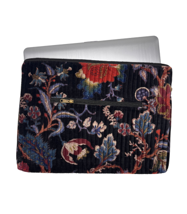 Housse Ordinateur Velours - 15 Pouces - Rosette - NOIR