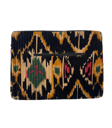 Housse Ordinateur Velours - 15 Pouces - Ikat - NOIR