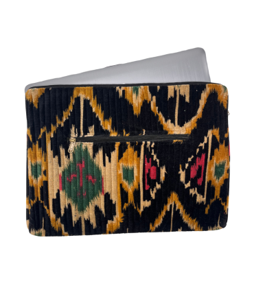 Housse Ordinateur Velours - 15 Pouces - Ikat - NOIR