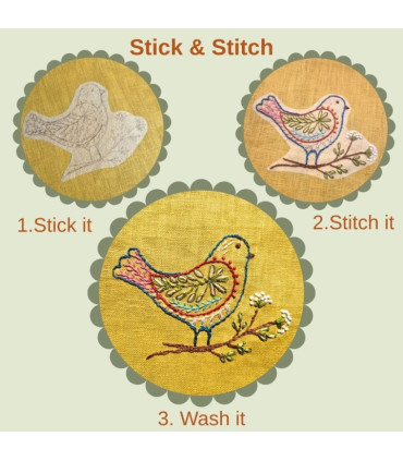 Corinne Lapierre - Motif Broderie Hydrosoluble - OISEAUX FOLK