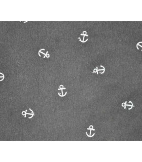 Tissus sweat noir avec ancres brodées